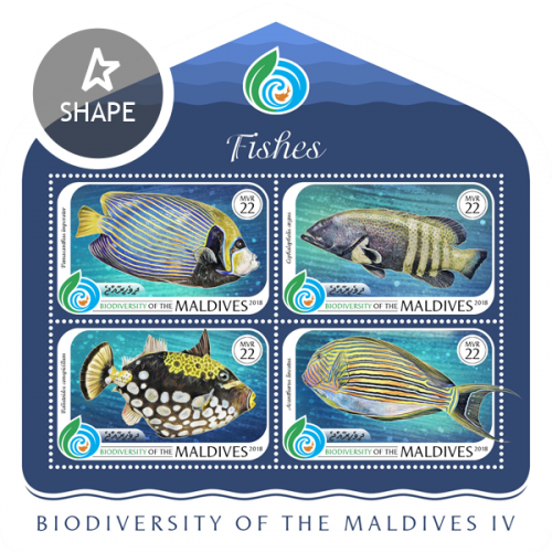 MALDIVES - 2018 - Biodiversity of Maldives III - Fishes - Perf 4v Sheet - MNH