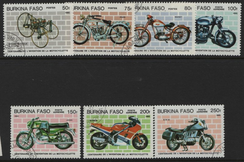 BURKINA FASO  689-695 USED MOTORCYLES SET 1985