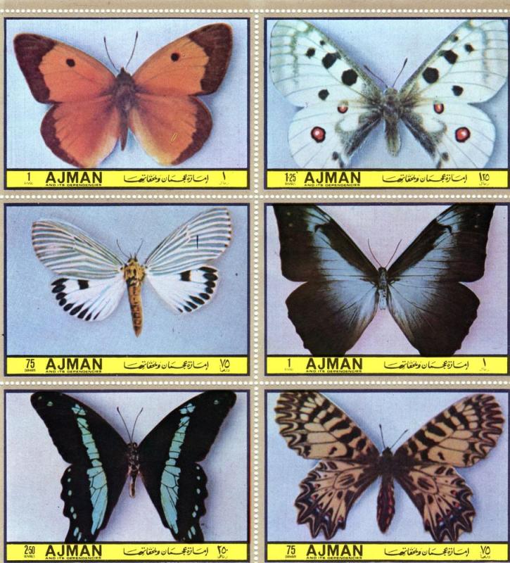 Ajman 1972 Butterflies IV Shlt (6) Perf.MNH Mi.#1970/1975