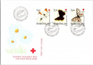 Finland, Worldwide First Day Cover, Butterflies, Red Cross