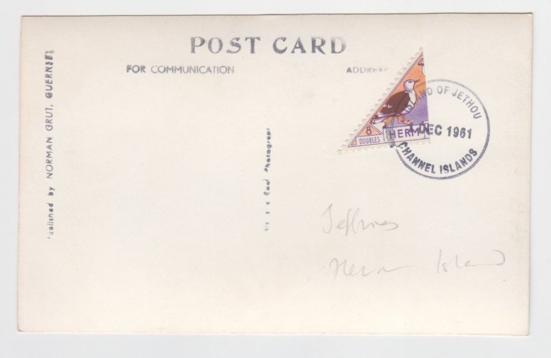 Guernsey Herm Bisected Triangular on P/Card - Postmark Jethou single ...