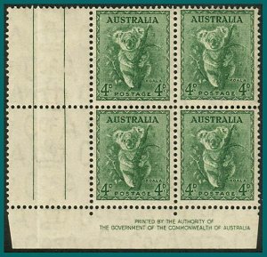 Australia 1942 Koala, Authority imprint block, mint #171,SG188