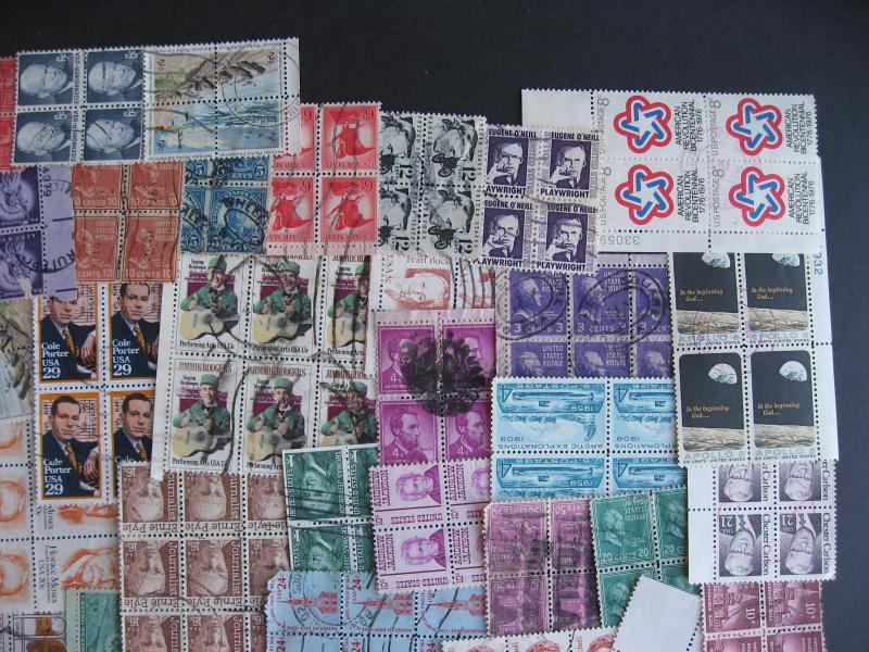 USA interesting wee hoard of used blocks 4 or more