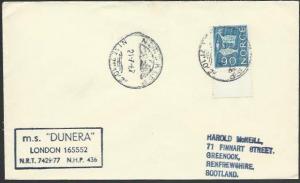 NORWAY ARCTIC 1967 MS Dunera ship cover, NORDKAP cds.......................62473