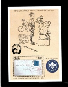 Ghana 1991 - Boy Scouts Baden Powell - Souvenir Stamp Sheet - Scott #1304 - MNH