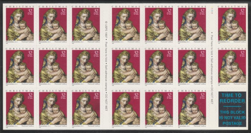 3244a,3244 Madonna & Child Conv Bklt of 20 MNH $1 Shipping