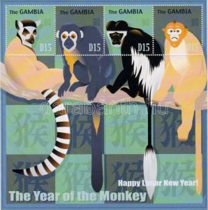 Gambia stamp Year of the monkey minisheet MNH 2004 Mi 5118-5121 WS4488