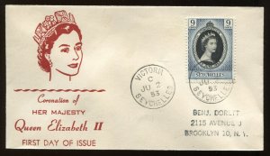 Seychelles QEII 1953 Coronation cacheted FDC