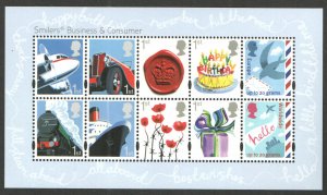 GB QEII 2010 Smilers Business & Consumer Miniature Sheet MS3024 Face £15.80 U/M