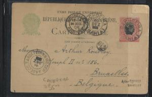 BRAZIL  (PP2701B) 1908 100R PSC CACHOEIRA TO BELGIUM