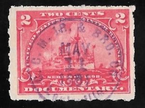 R164 2 cent SUPERB Documentary Battleship Stamps used F