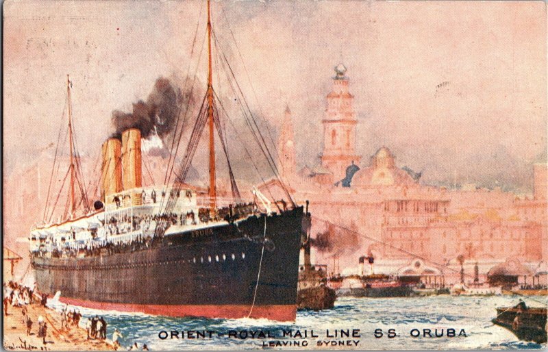 1903 Australia Queensland Ship SS Oruba Picture Postcard Cover to Melbourne