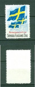 Sweden 1956 Poster Stamp. MNG, National Day June 6. Swedish Flag. 3 Flags