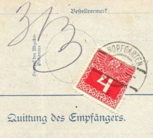 Austria-Hungary Begleitadresse *HOPFGARTEN* Due 1914 {Samwells-Covers} AA306