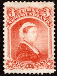 34, NSSC, Newfoundland, Canada, 3c, F, MLHOG, Queen Victoria, Postage Stamp