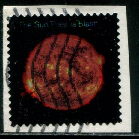 5602 US (55c) Sun Science - Plasma Blast SA, used on paper