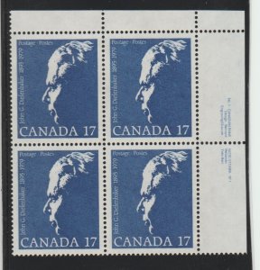 Canada 859 Diefenbaker - MNH - Plate block  UR