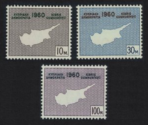 Cyprus Map Constitution of Republic 3v 1960 MNH SG#203-205