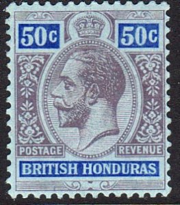 1913 -1917 British Honduras King George V KGV 50¢ issue MLMH Sc# 81 CV: $30.00