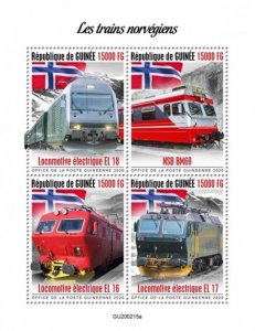 Guinea - 2020 Norwegian Trains - 4 Stamp Sheet - GU200215a