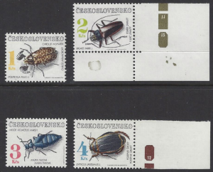 Czechoslovakia #2863-6 mint set, beetles, issued 1992