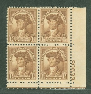 United States #706  Plate Block