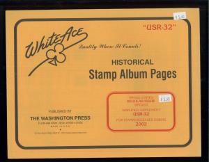 2002 White Ace US Regular Issue Stamp Album Simplified Supplement USR-32