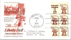 FDC 1976 SC #1595d Artcraft Cachet - Liberty Mo - Booklet Of 5 + Label - J1367