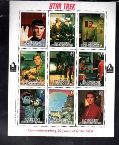 ST. VINCENT #2244-2245 1996 STAR TREK MINT VF NH O.G SHEET 9