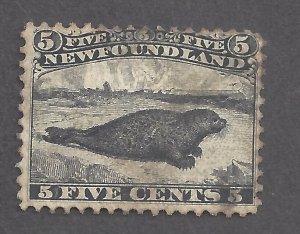 CANADA NEWFOUNDLAND # 26 USED 5c BLACK SEAL BS27675