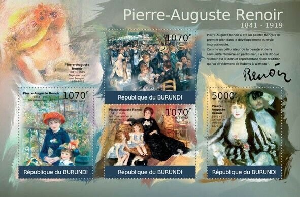 BURUNDI 2012 - Paintings of Pierre-Auguste M/S. Official issues.