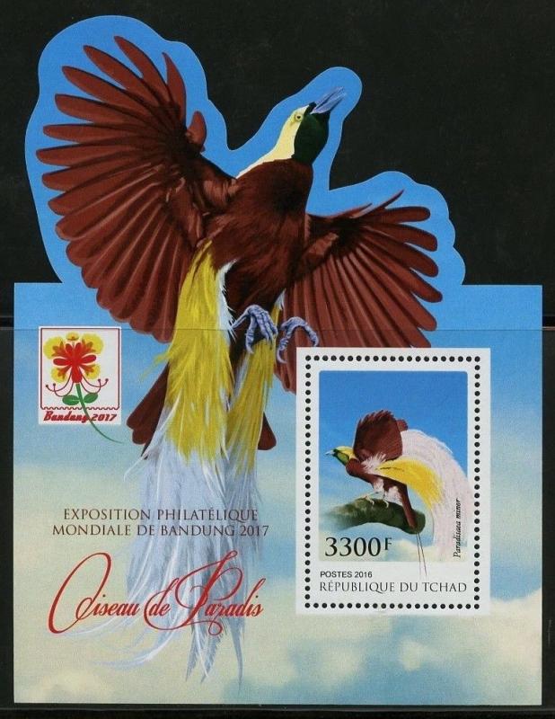 CHAD  2017 BIRDS OF PARADISE BANDUNG PHILATELIC EXPO SOUVENIR SHEET MINT NH