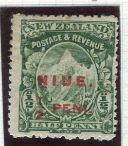 NIUE; Early 1900s NZ pictorial issue surcharged 1/2d. value