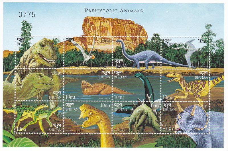 Bhutan # 1218, Prehistoric Dinosaurs, Souvenir Sheet, NH