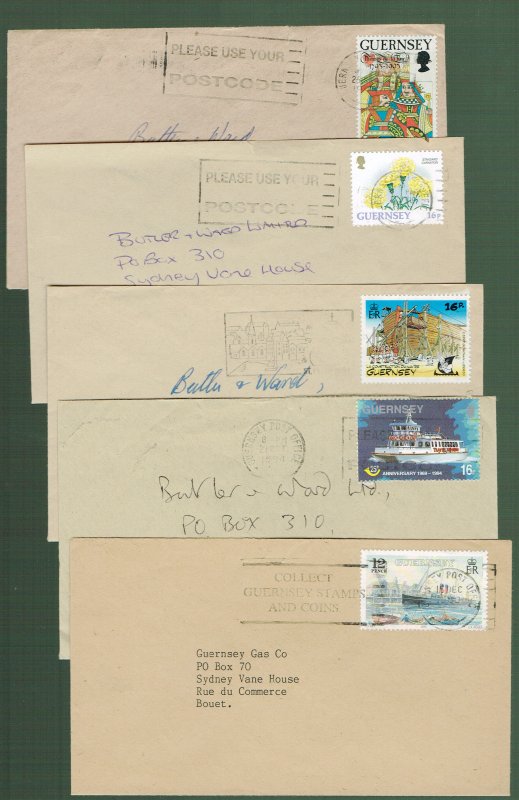 GUERNSEY - 5 neat covers, slogan cancels