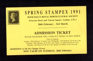 LUNDY: LUNDY STAMP + LCC CACHETS ON 1991 STAMPEX TICKET 