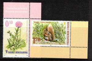 Bosnia (Bosniak ADM) Sc 579-80 MNH, 2007 - ANIMALS, FLOWERS - JH23