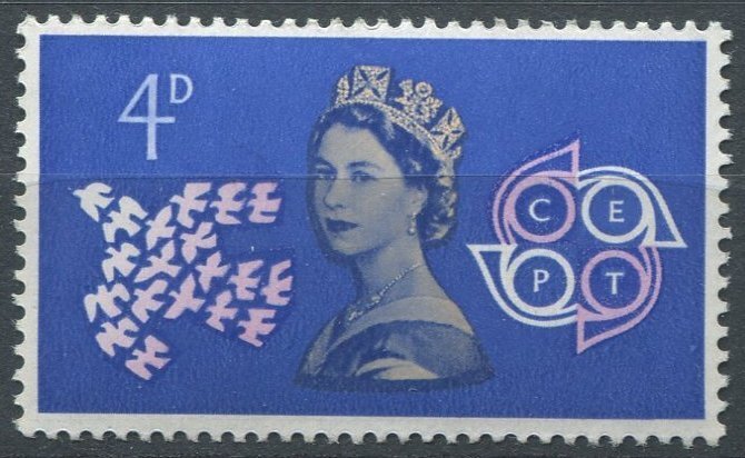 United Kingdom Sc#383 MNH, 4p ultra, pink & yel, Europa (C.E.P.T.) (1961)