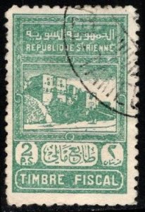 1945 Syria Revenue 2 Piastres Aleppo Citadel General Tax Duty Used