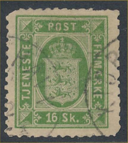 DENMARK #O5 USED FINE-VF BLUNT PERFS, ROUNDED CORNER SCOTT CATALOG $600.00