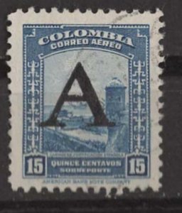 Colombia # C188  Airmail  - A overprint  15c    (1)  VF Used