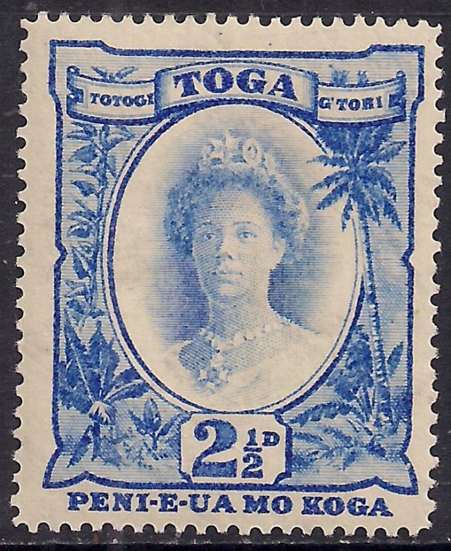 Toga Tonga 1920 KGV 2 1/2d Bright Ultramarine Umm SG 59 ( G1329 )