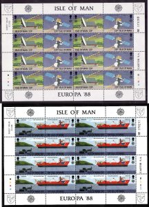 Isle of Man-Sc#363-6- id6-unused NH sheets-Ships-Satellites-1988-