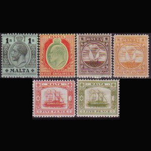 MALTA 1906 - Scott# 40-5 Ships Etc. 1s-5p LH