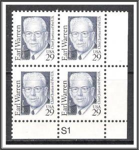 US Plate Block #2184 Earl Warren MNH