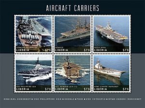 Liberia - 2012 - AIRCRAFT CARRIER - Sheet of 6 - MNH