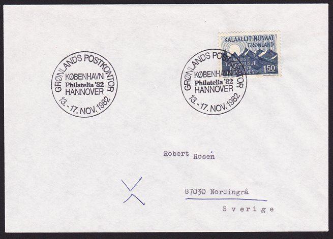 GREENLAND 1982 cover to Sweden exhibition cancel...........................70230