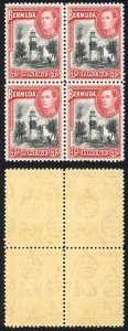 Bermuda SG114 3d Black and rose red Block U/M (gum a little brown) Cat 200