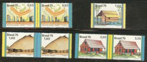 Brazil Scott 1383-1389 MNH** 1975 house set with pairs Hi CV