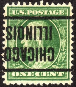 1910, US 1c, Inverted Chicago precancel, Well centered, Sc 374